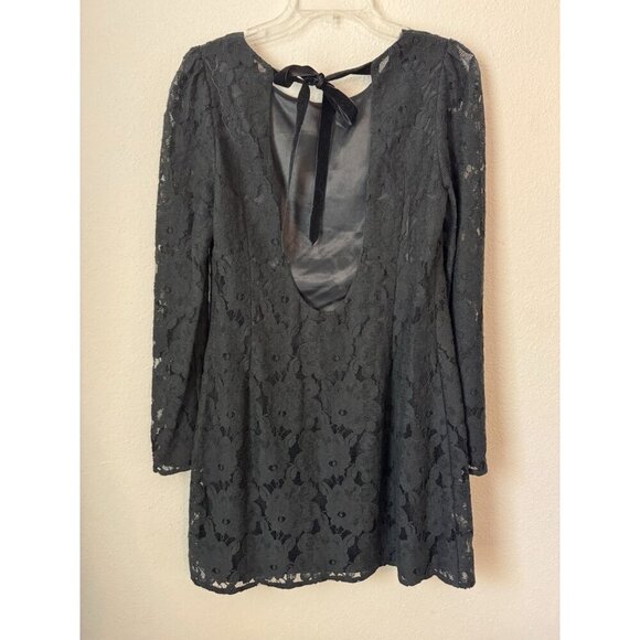 MM Couture by Miss Me Dress Womens Size L Black Lace Bow Ribbon Open Back - Picture 3 of 12